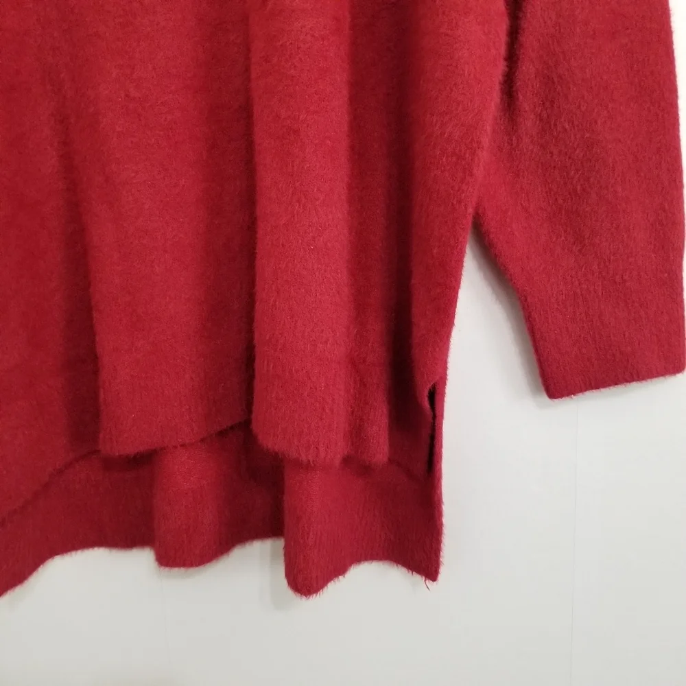 NWT Ava & Viv Red Majenta Fuzzy V Neck Sweater Size 1X